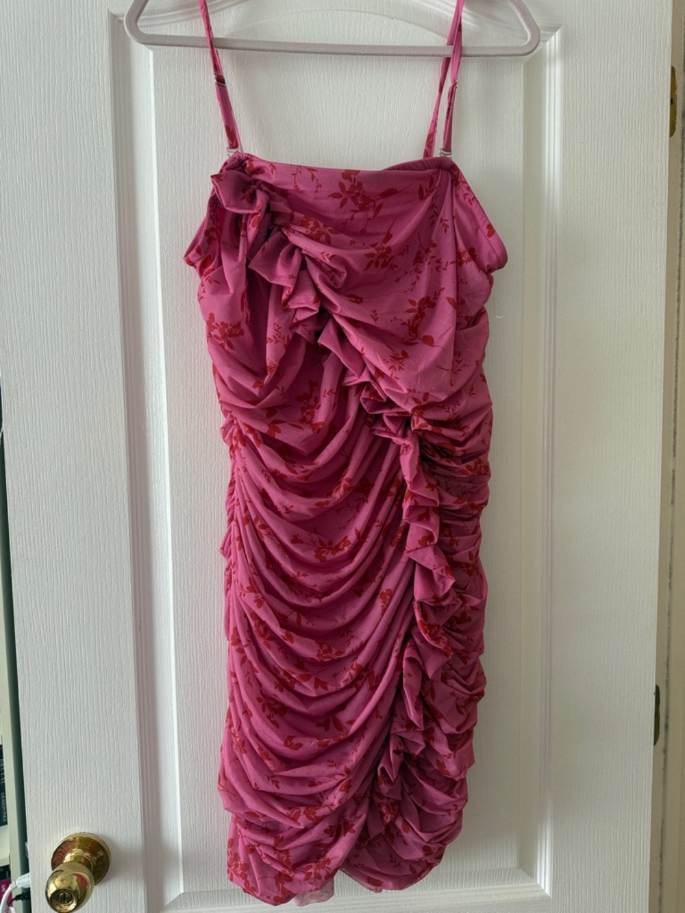 Wild Fable Pink Floral Ruffled Draped Dress
